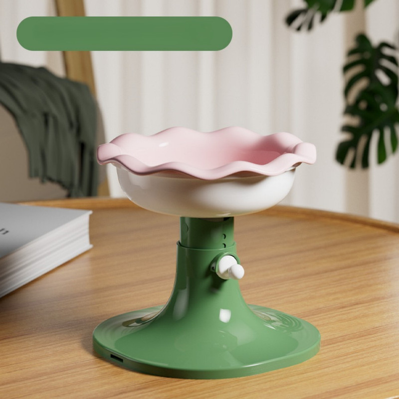 Fairela Lightweight Habitat Mounted Regular Ceramic Food & Water Bowl with 1 Cat Bowl, Pink Floral
