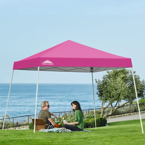 EAGLE PEAK 10' x 10' Slant Leg Pop-up Canopy w/ Easy Peak One Person Setup (64 sqft of Shade)