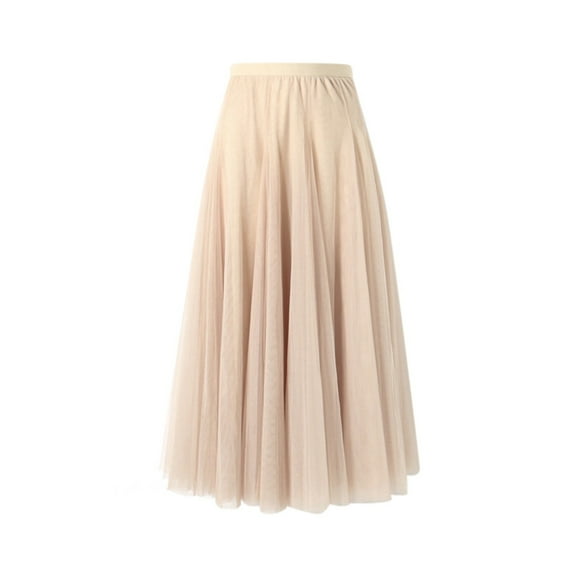 Ediodpoh Womens Skirts Women's Fashion Big Swing Skirt Thin A Line Skirt Solid Color Chiffon Skirt Beige M