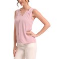 thumbnail image 4 of MODA NOVA V Neck Sleeveless Blouse Top for Juniors Chiffon Office Work Shirts Pink XL, 4 of 5
