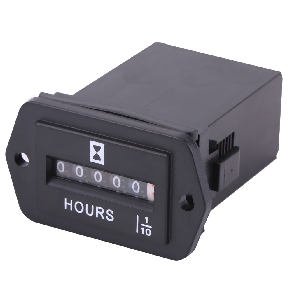 Ccdes DC 6-80V Mechanical Hour Meter Gauge for Diesel Gasoline Engine ...