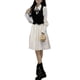 thumbnail image 3 of Vestido de chaleco de 2 piezas para mujer, vestido de manga larga con lazo, chaleco de un solo pecho para mujer, conjunto de vestido de línea para dama niña primavera 2 Pieces Women Vest Dress L, 3 of 12