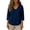 Navy, variant on Oiangi Womens 3/4 Sleeve Blouses V Neck Textured Gauze Shirts Casual Summer Plain Tops Light Blue L