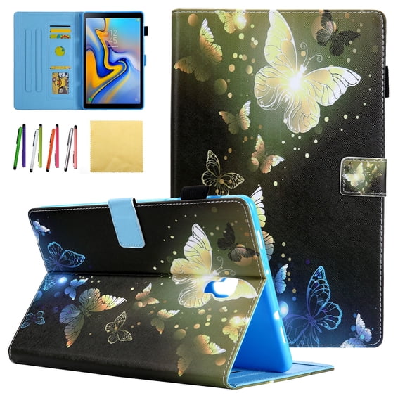 Galaxy Tab A 10.5 2018 Case - Allytech Premium PU Leather Stand Smart Case with Auto Wake/Sleep & Card Slots for Samsung Galaxy Tab A 10.5 inch 2018 Model (SM-T590/T595/T597), Golden Butterfly