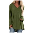 thumbnail image 2 of ICHUANYI Liquidación Mujer Casual V-Cuello Camiseta Suelta Manga Larga Tops Blusa Sólida ICHUANYI WER202308253403, 2 of 5