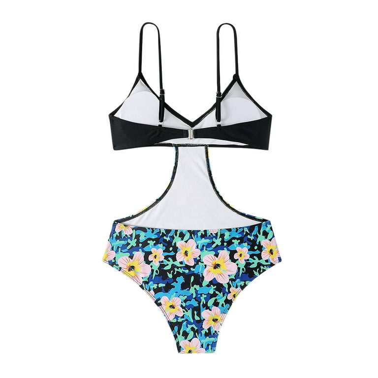 JDEFEG Bikinis for Big Busted Women New Printed Bikini Show Thin Lace Three  Point Separate Swimsuit Womens Bikini E Swimwear Blue L 