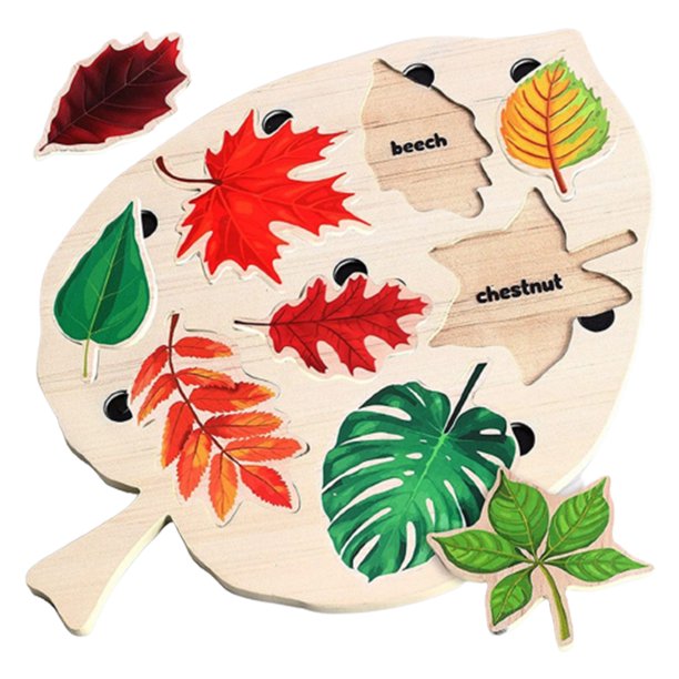 YBENY Wooden Jigsaw Puzzles Leaves Learning Irregular Shape Puzzle