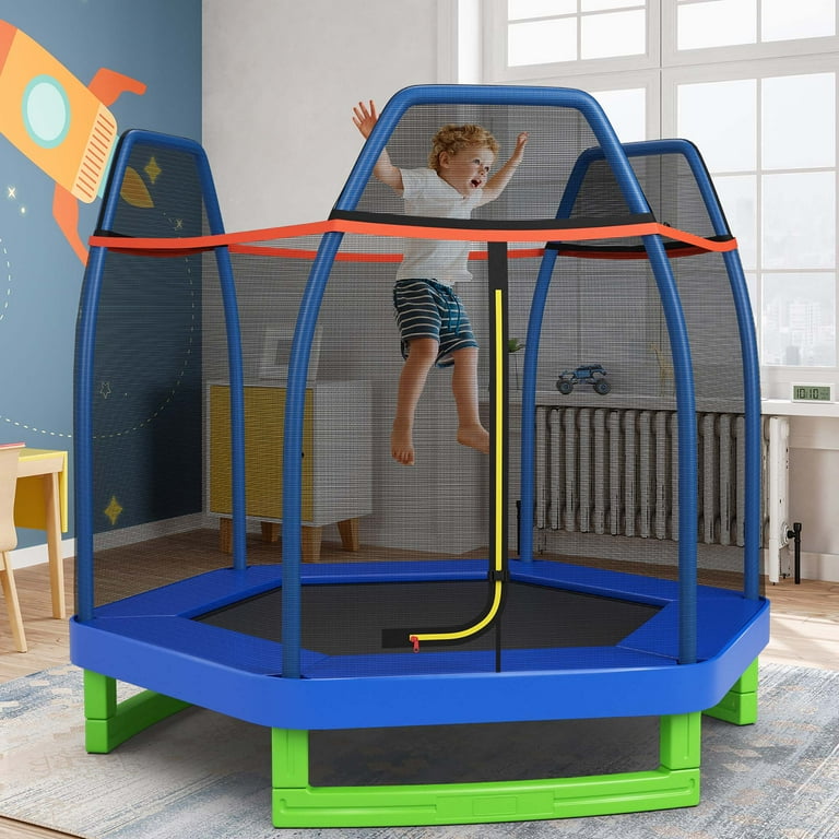 Costway 7 FT Kids Trampoline with Safety Enclosure Net