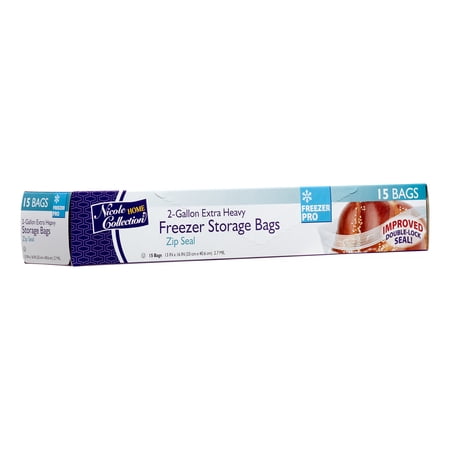 Nicole Home Collection Zip Seal Freezer Bags, 2 Gallon, 15 Ct