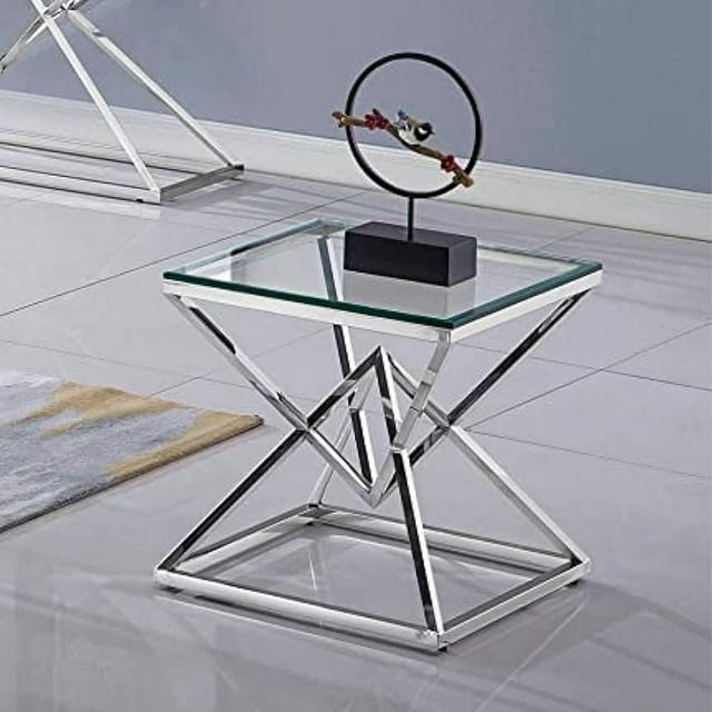 Heavenly Collection | Table d'appoint en cinna et argent pour chambre et salon Tempered glass