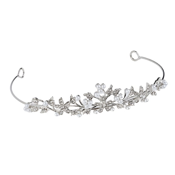 DESIGNICE Wedding Headband Bride Pearl Rhinestones Tiara Crystal Headband Hair Headpiece Jewelry for Women Girls Bridal Bridesmaid