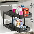 thumbnail image 2 of Under Sink Organizer 2-tier Sliding Storage Drawer with Sliding Pull-out Drawer Large Capacity Under Kitchen Sink Storage with 4 Hooks for Kitchen Bathroom Pantry, 2 of 11