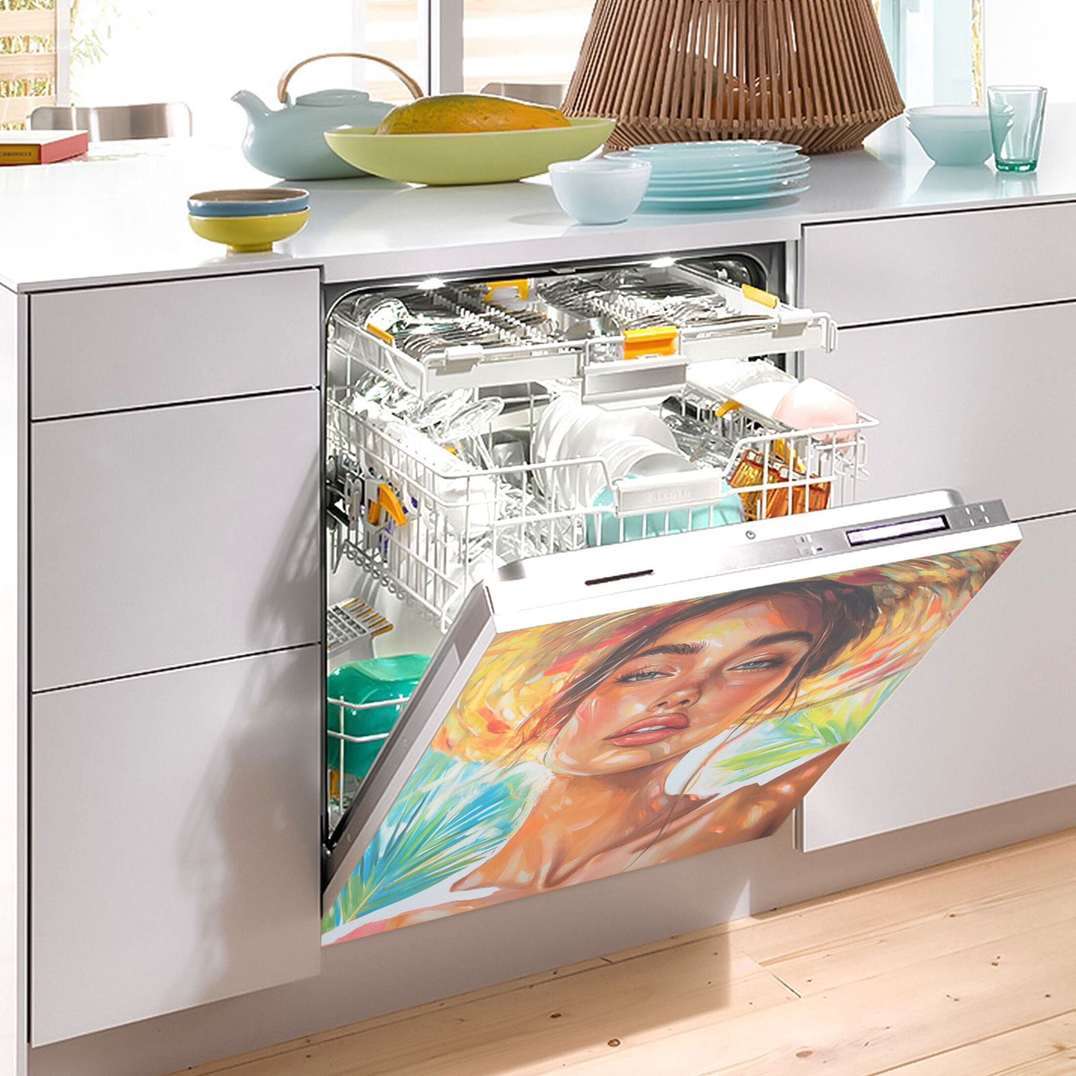 Dishwasher Magnetic Sticker 23x26 Inch Refrigerator Magnetic Sticker Washing Machine Magnetic Sticker Kitchen Panel Magnetic Sticker Home Decor Beautiful Summer Beauty