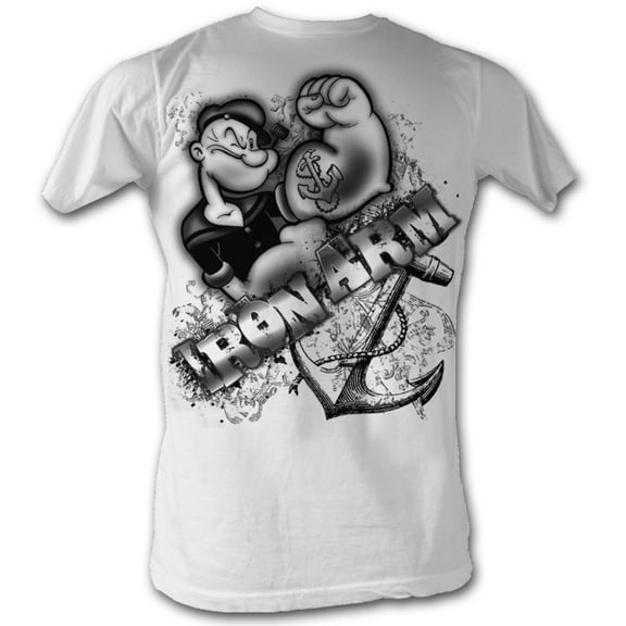 Popeye Iron Arm White Adult T-Shirt