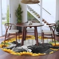 thumbnail image 3 of Sunflower Cows Round Area Rug 7Ft Washable Circle Rugs for Dorm Laundry Room, Yellow Floral Botanical Summer Grey Plaid Non-Slip Carpet Floor Mats Indoor Outdoor Carpet Runner Aesthetic Home Decor, 3 of 8