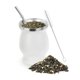 thumbnail image 1 of Juego de taza de té/calabaza natural blanca (taza tradicional original - 8 oz) - Incluye 2 (pajitas) y cepillo de limpieza - Acero inoxidable, 1 of 5