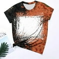 thumbnail image 2 of Jewelreauty Women Casual Tie-Dye Short Sleeve Shirts Round Neck Leopard Print Tops Summer Trendy Tunic Tee (M, Orange), 2 of 4