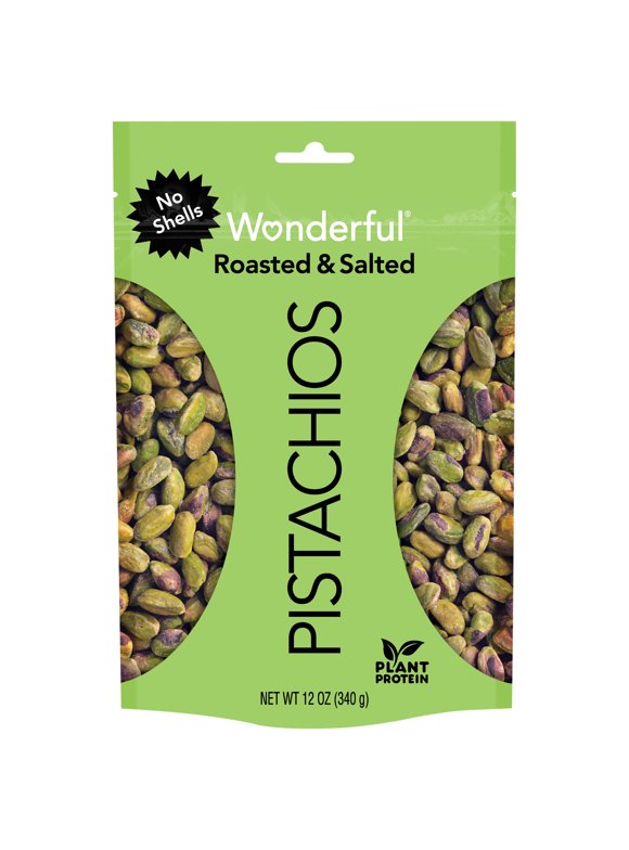 Wonderful Pistachios No Shell Roasted & Salted, 12 Oz Resealable Pouch