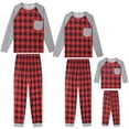 thumbnail image 1 of Pijamas de Navidad a cuadros Inspire Chic de manga larga con pantalones, conjunto de pijama familiar [Mujeres] S Rojo, 1 of 5