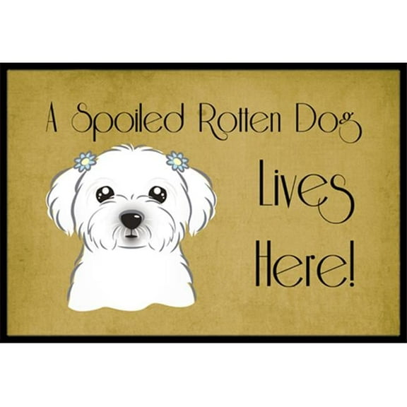 Carolines Treasures  Maltese Spoiled Dog Lives Here Indoor & Outdoor Mat, 24 x 36 in.