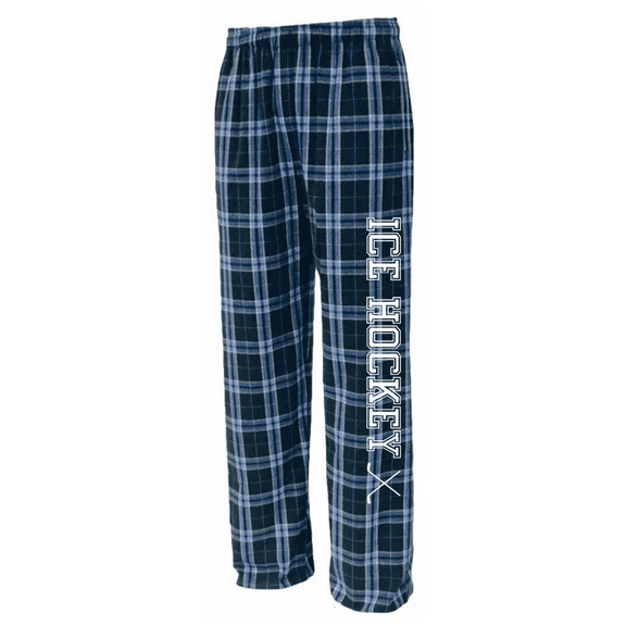Girls Ice Hockey Columbia Blue Flannel Pants (Youth Small 6/8)