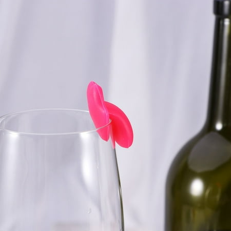 

WHAMVOX 6 Pcs Silicone Red Wine Glass Marker Creative Red Lips Sticker Sucker Mark Glass Identification Perfect for Parties