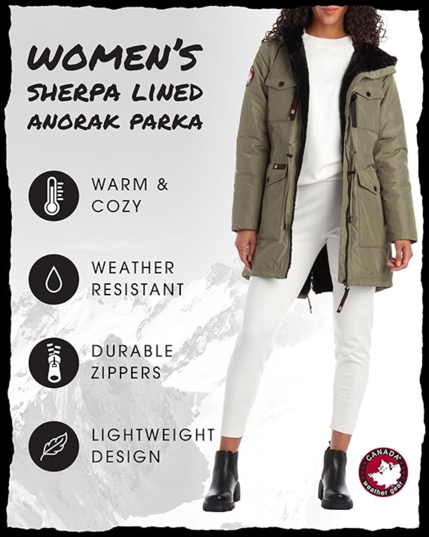 CANADA WEATHER GEAR Womens Winter Coat – Heavyweight Sherpa Lined Anorak Parka (S-XL) - image 2 of 7