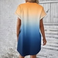 thumbnail image 4 of Nrmvnmi Summer Dresses for Women 2024 Casual Gradient T Shirt Dress Loose Roll Up Short Sleeve Round Neck Tunic Dress with Pocket for Women Orange XLMothers Day Gifts, 4 of 6