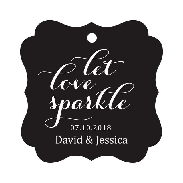 Darling Souvenir Custom Let Love Sparkle Mariage Suspendu Tags Customized Fancy Frame Paper Tags -Noir-50 Tags