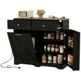 thumbnail image 1 of Gymax Tilt Out Trash Can Cabinet w/ Outlets 2 Drawers Adjustable Shelf Anti-Tipping Kit Black & Walnut, 1 of 10