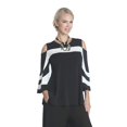 thumbnail image 1 of IC Collection Striking Open Shoulder Stripe Top (XX-Large, Black), 1 of 4