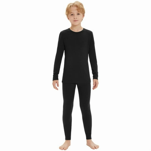 Kids 100% Merino Wool Base Layer Set Midweight Unisex Thermal Underwear Sets for Girls and Boys