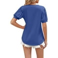 thumbnail image 6 of Coduop Women Short Puff Sleeve Tunic T-Shirt,Solid Color V-Neck Loose Shirts Summer Casual Tops, 6 of 7
