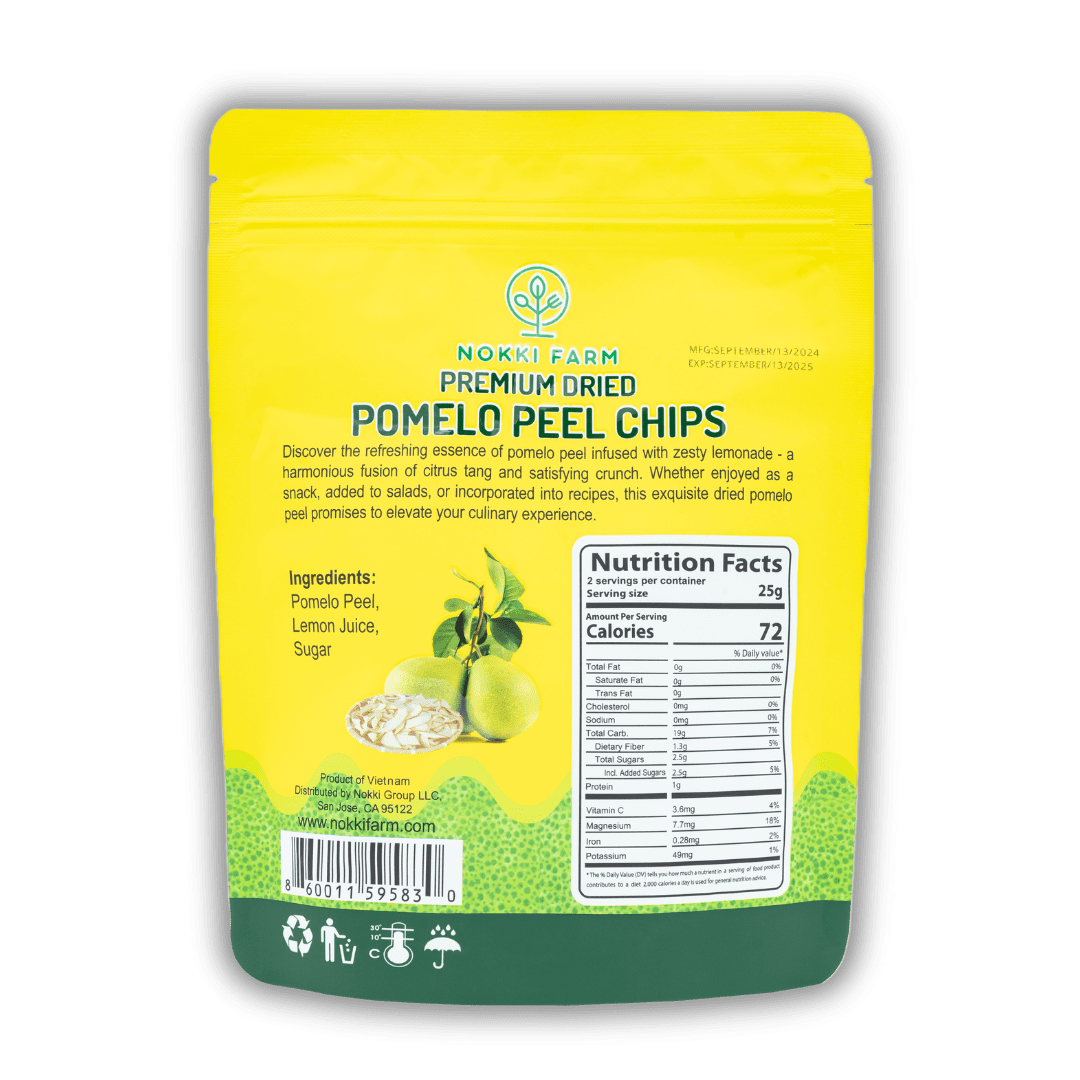 (Pack of 6) NOKKI FARM Premium Dried Pomelo Peel 50g | Crunchy | Slightly sweet and tangy
