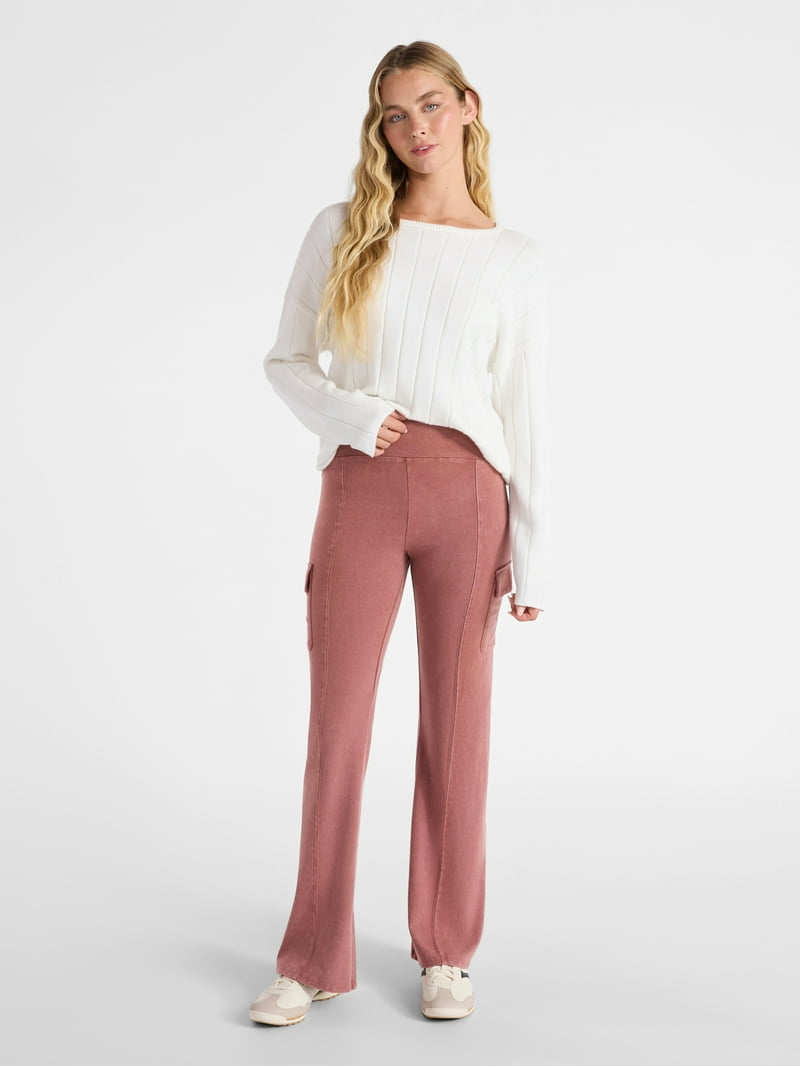 No Boundaries Mineral Wash Cargo Flare Pants, 31'' Inseam