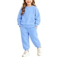 thumbnail image 2 of Dnhxils Girls Athletic Sets Kids Two Piece Outfits Long Sleeve Pullover Sweatpants with Pockets for Teen Girls Fall Sports Clothes, 2 of 9