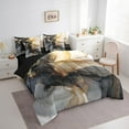 thumbnail image 3 of Chic Marble King Comforter Set 7-Piece Black Gold Watercolor Bedding Comforter Sets, Mountain Fluid Bed in a Bag Aesthetic Marbling Bedding Set, Stone Pattern Bed Sheets Set, 3 of 6