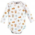 thumbnail image 4 of Hudson Baby Infant Girl Cotton Long-Sleeve Bodysuits, Pumpkin Spice Date 3-Pack, 12-18 Months, 4 of 5