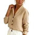 thumbnail image 5 of GUACER Long Sleeve Blouses for Women Casual Cotton Linen Button Down V Neck Loose Elegant Business Clothes, 5 of 6