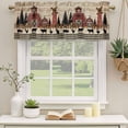 thumbnail image 3 of 2 Pack Valances for Windows, Brown Farmhouse Window Valances for Living Room/Bedroom/Bathroom, Vintage Country Animals Wood Grain Plaid Light Filtering Kitchen Curtain Valance 60"W x18" L, 3 of 9