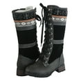 thumbnail image 4 of CEHVOM Women's Winter Fleece Lace Up Side Zipper Square Heel Low Heel Medium Boot, 4 of 4