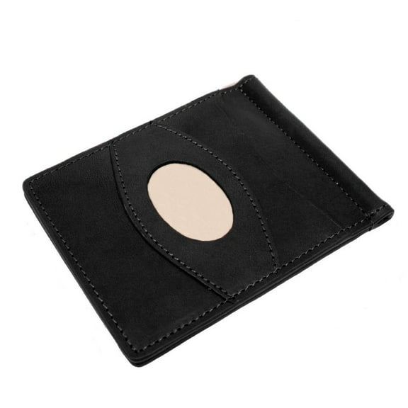 Storus Razor Wallet International, Minimalist Credit Card Holder   Cash Clamp Money Clip   Engraving Plate, Fine Italian Leather for European Size Bills - Black