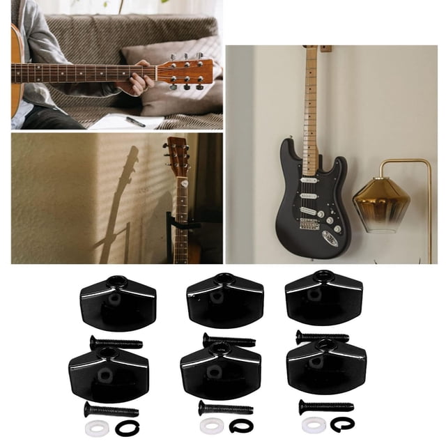 6Pcs Metal Guitar Tuning Peg Buttons Universal Replacement With Hand Feel, Easy Installation For Acoustic Electric Guitar