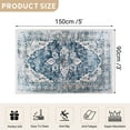 thumbnail image 2 of 3'x5' Vintage Area Rugs,Soft Washable Distressed Thin Rugs for Kitchen Bathroom,Non-Slip Foldable Indoor Carpet,Navy Blue, 2 of 5