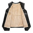 thumbnail image 3 of Handshe Men's Fashion Motorcycle Solid Color Collar Warm Sleeveless Casual Leather Jacket, 3 of 8