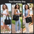 thumbnail image 2 of SUOSDEY Corduroy Tote Bag with Laptop Compartment&Cup Holder,Multipocket Work Tote for College,Teacher,Travel Crossbody Handbag, 2 of 7