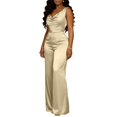 thumbnail image 6 of YWMJI Elegant Jumpsuit for Women Satin Cowl Neck Sleeveless Overalls Plus Size Trendy High Waiste Belted Wide Leg Pants Elegant Party Evening formal Wear Jumpsuit Shiny Going Out Rompers Khaki S, 6 of 9