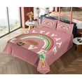 thumbnail image 4 of Ambesonne Emoji Fitted & Top Sheet Set with Shams, World Love Raindbow Leaf Face, Dried Rose Cream Mustard, 4 of 5