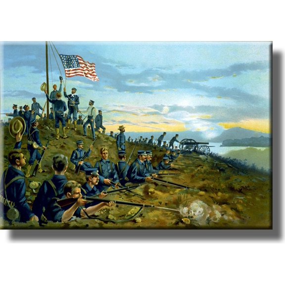 Civil War Battle US Flag Vintage Picture on Stretched Canvas, Wall Art Décor, Ready to Hang!