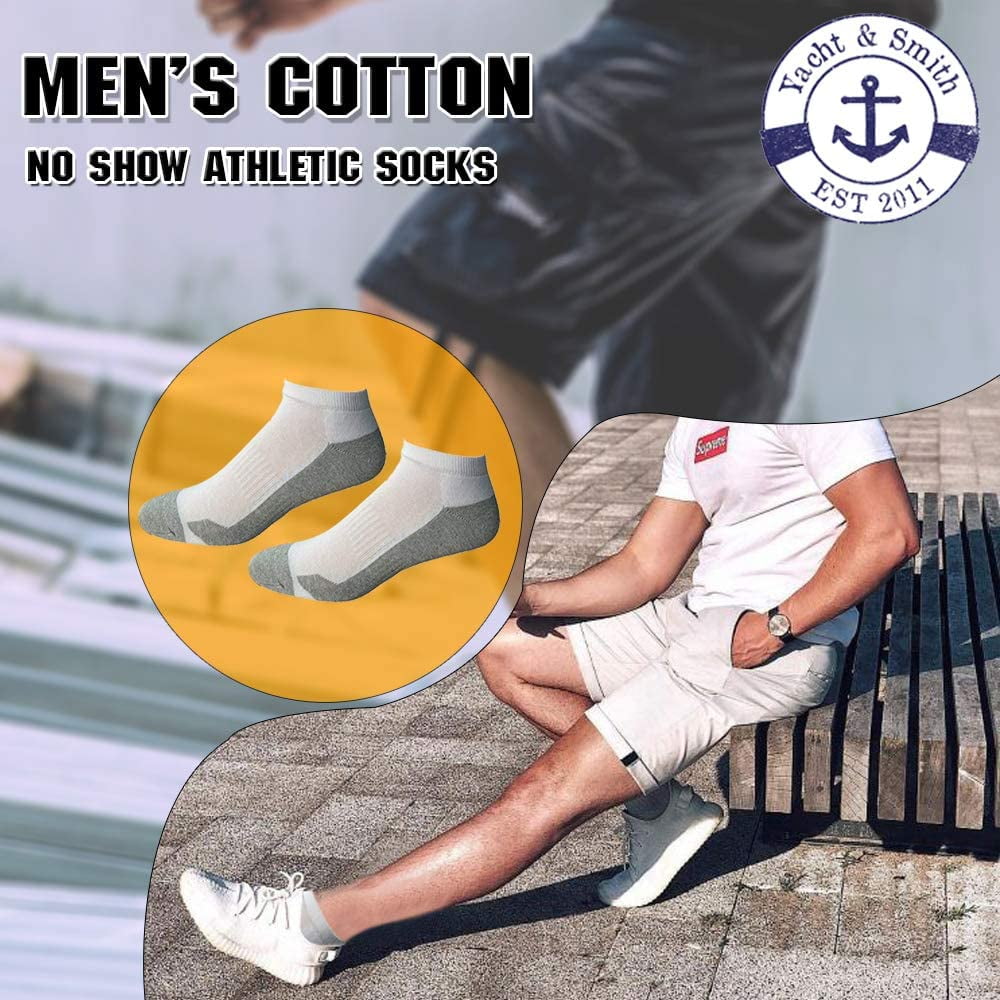 Yacht & Smith Mens Cotton Ankle Socks, Low Cut No Show Athletic Socks (12 Pack B No Show)
